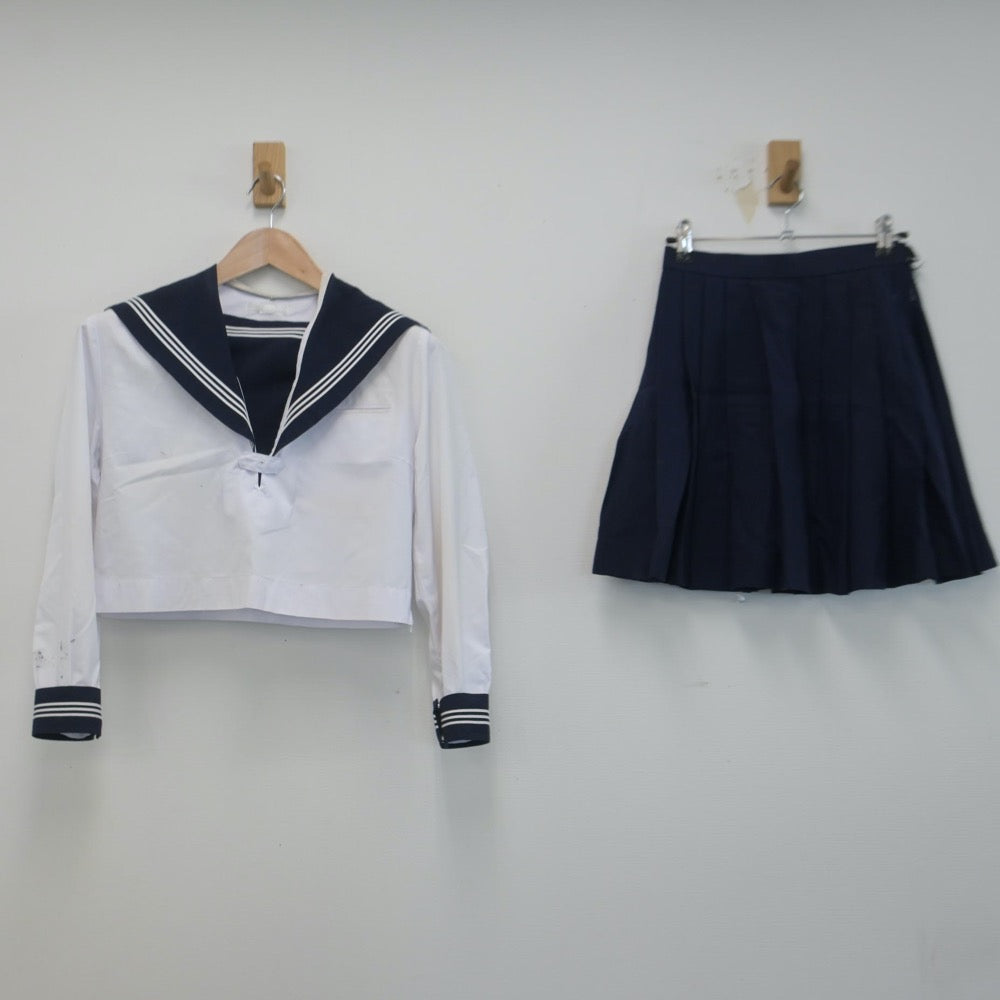 【中古】大阪府 金蘭会高等学校 女子制服 2点（セーラー服・スカート）sf014738