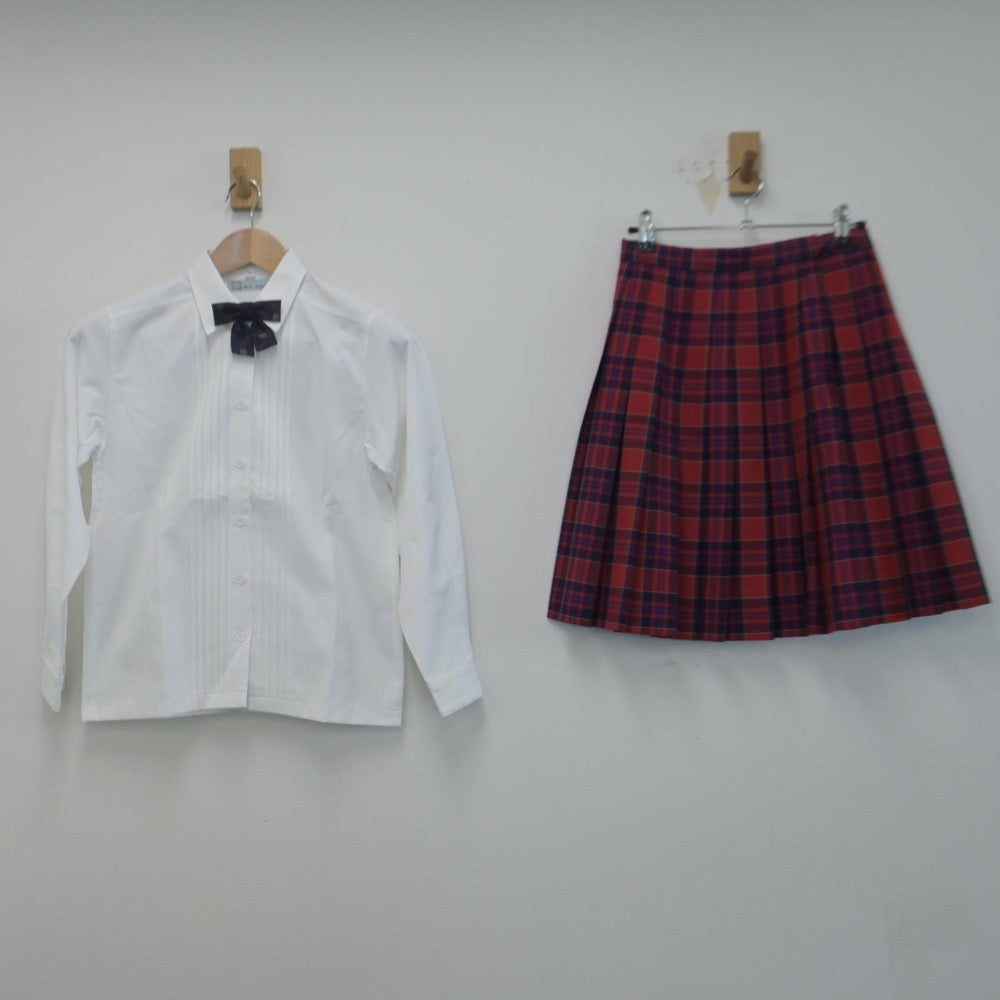 【中古】広島県 山陽女学園中等部 女子制服 5点（ブレザー・シャツ・ニット・スカート）sf014747