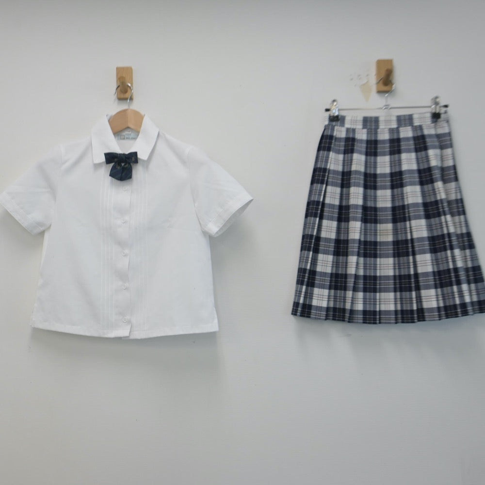 【中古】広島県 山陽女学園中等部 女子制服 4点（シャツ・スカート）sf014748