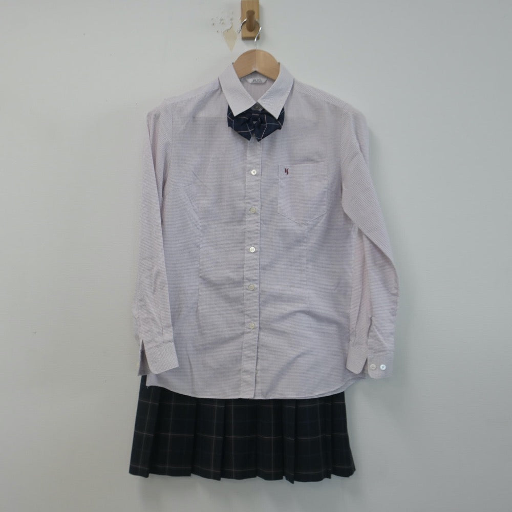 【中古】神奈川県 横浜清風高等学校 女子制服 4点（シャツ・ニット・スカート）sf014758