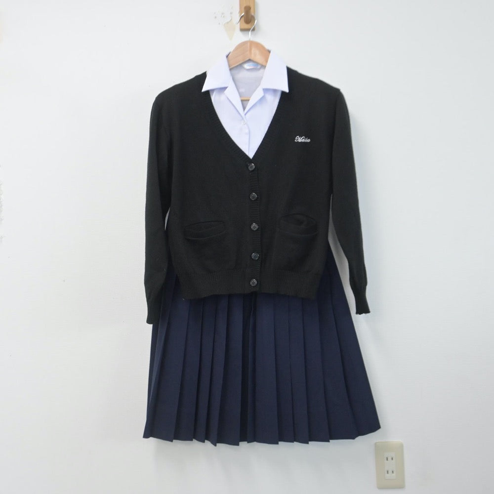 【中古】兵庫県 舞子高等学校 女子制服 3点（シャツ・ニット・スカート）sf014782