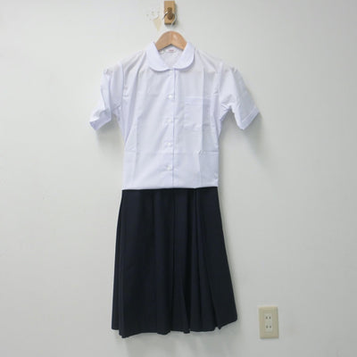 【中古】静岡県 浜松商業高等学校 女子制服 4点（シャツ・ベスト・スカート）sf014801