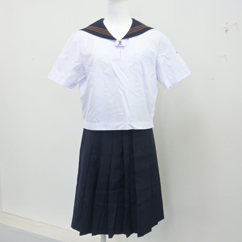 【中古】東京都 関東国際高等学校 女子制服 5点（セーラー服・ニット・スカート）sf014810