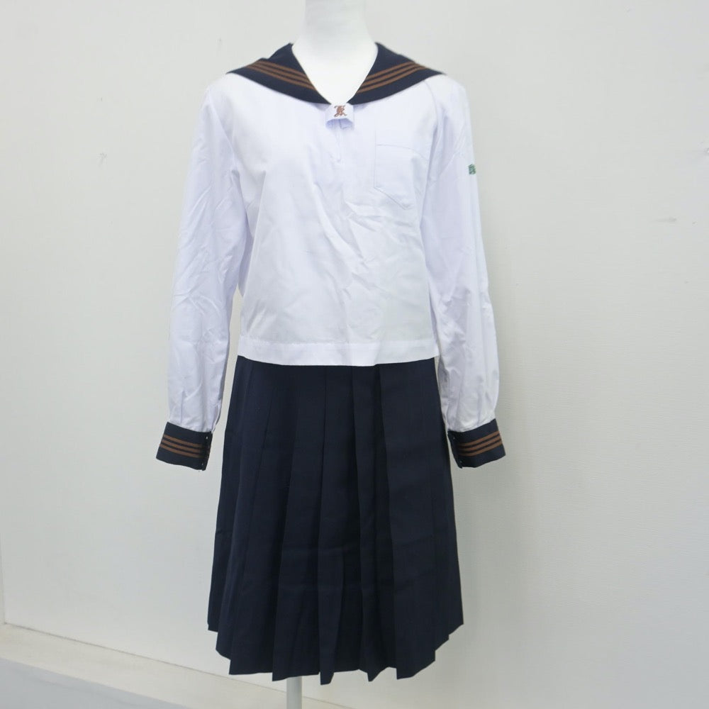 【中古】東京都 関東国際高等学校 女子制服 5点（セーラー服・ニット・スカート）sf014810