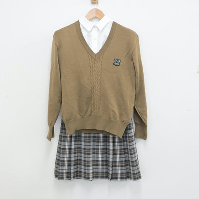 【中古】東京都 錦城高等学校 女子制服 3点（ニット・シャツ・スカート）sf014839