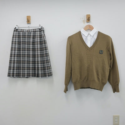 【中古】東京都 錦城高等学校 女子制服 3点（ニット・シャツ・スカート）sf014839