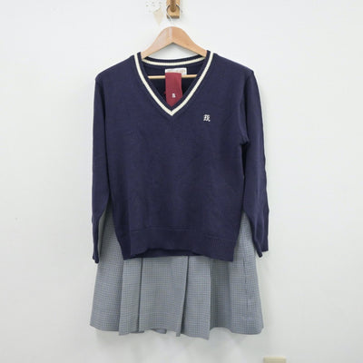 【中古】山口県 山口県立華陵高等学校 女子制服 4点（ブレザー・ニット・スカート）sf014867