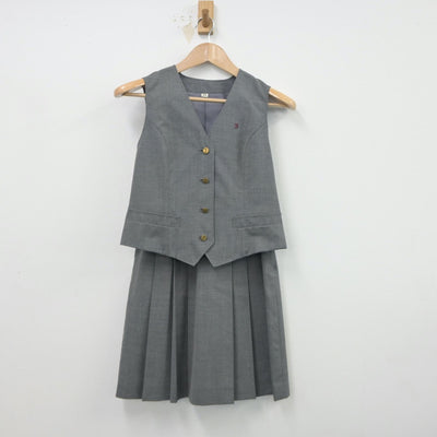 【中古】茨城県 常総学院高等学校 女子制服 2点（ベスト・スカート）sf014876