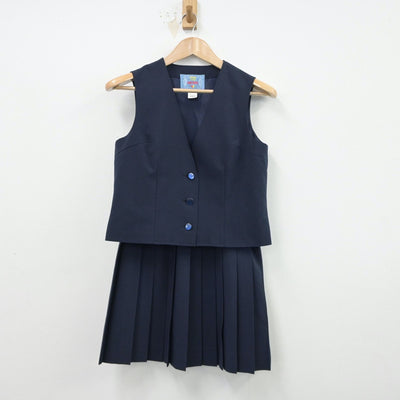 【中古】東京都 東久留米市立中央中学校 女子制服 2点（ベスト・スカート）sf014881