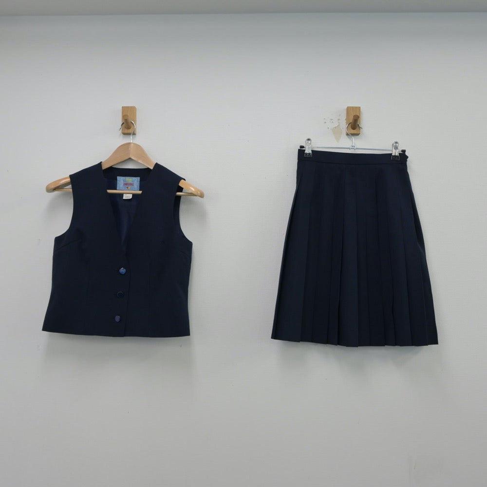 【中古】東京都 東久留米市立中央中学校 女子制服 2点（ベスト・スカート）sf014881