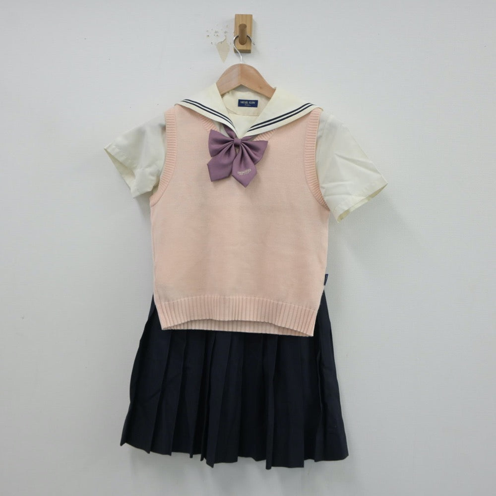 【中古】愛知県 桜花学園高等学校 女子制服 4点（セーラー服・ニットベスト・スカート）sf014899