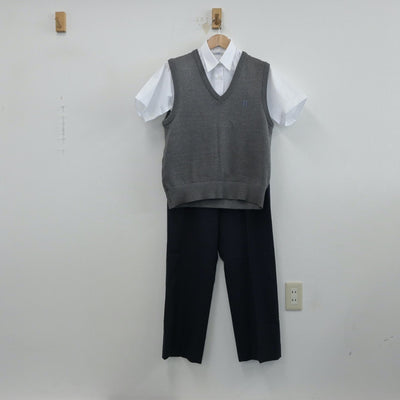 【中古】埼玉県 埼玉県立寄居城北高等学校 女子制服 4点（シャツ・ニットベスト・ズボン）sf014909