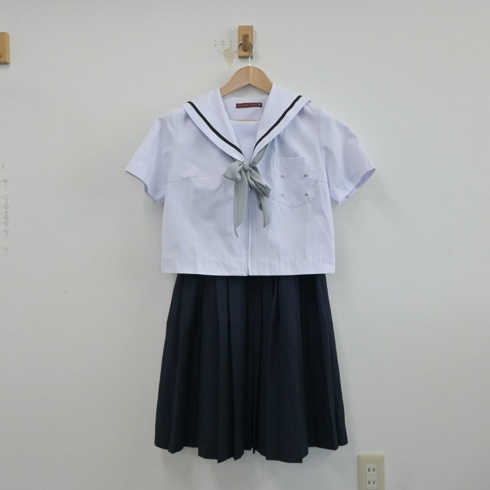 【中古】愛知県 沓掛中学校 女子制服 4点（セーラー服・スカート）sf014911