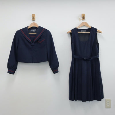 【中古】鹿児島県 薩摩川内市立川内南中学校 女子制服 2点（セーラー服・ジャンパースカート）sf014916