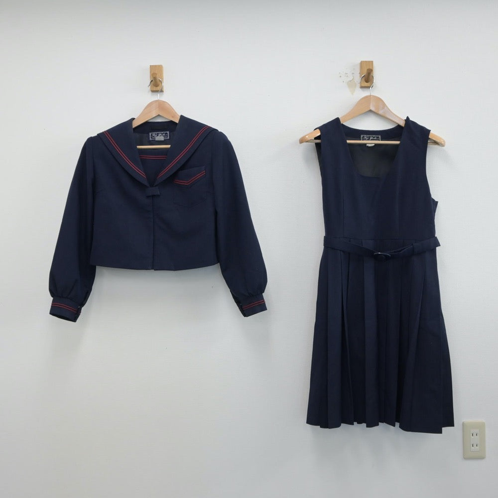 【中古】鹿児島県 薩摩川内市立川内南中学校 女子制服 2点（セーラー服・ジャンパースカート）sf014917