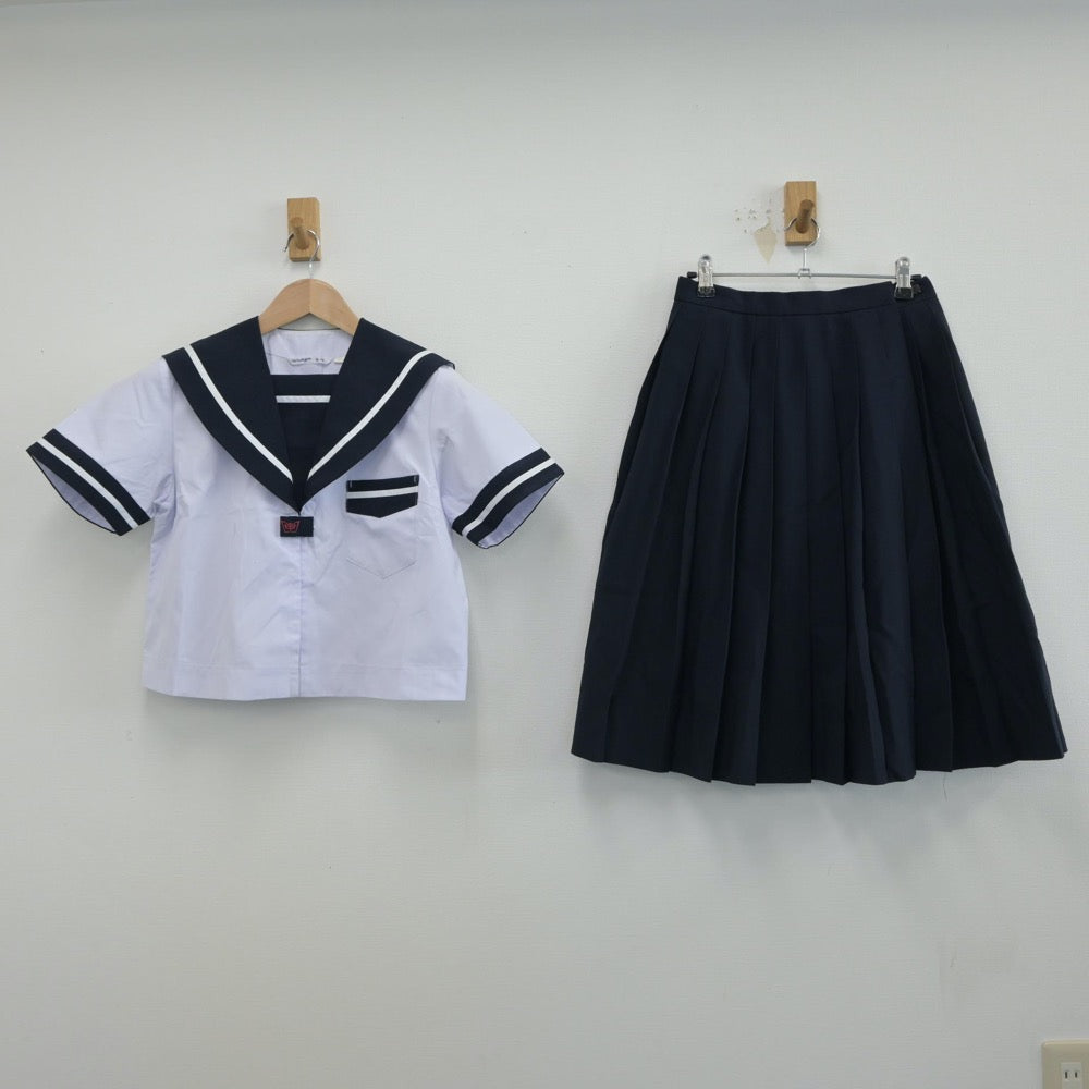 【中古】宮崎県 宮崎市立宮崎西中学校 女子制服 2点（セーラー服・スカート）sf014934