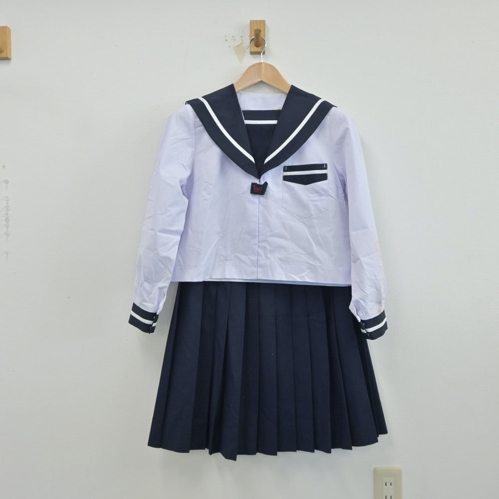 【中古】宮崎県 宮崎市立宮崎西中学校 女子制服 2点（セーラー服・スカート）sf014935