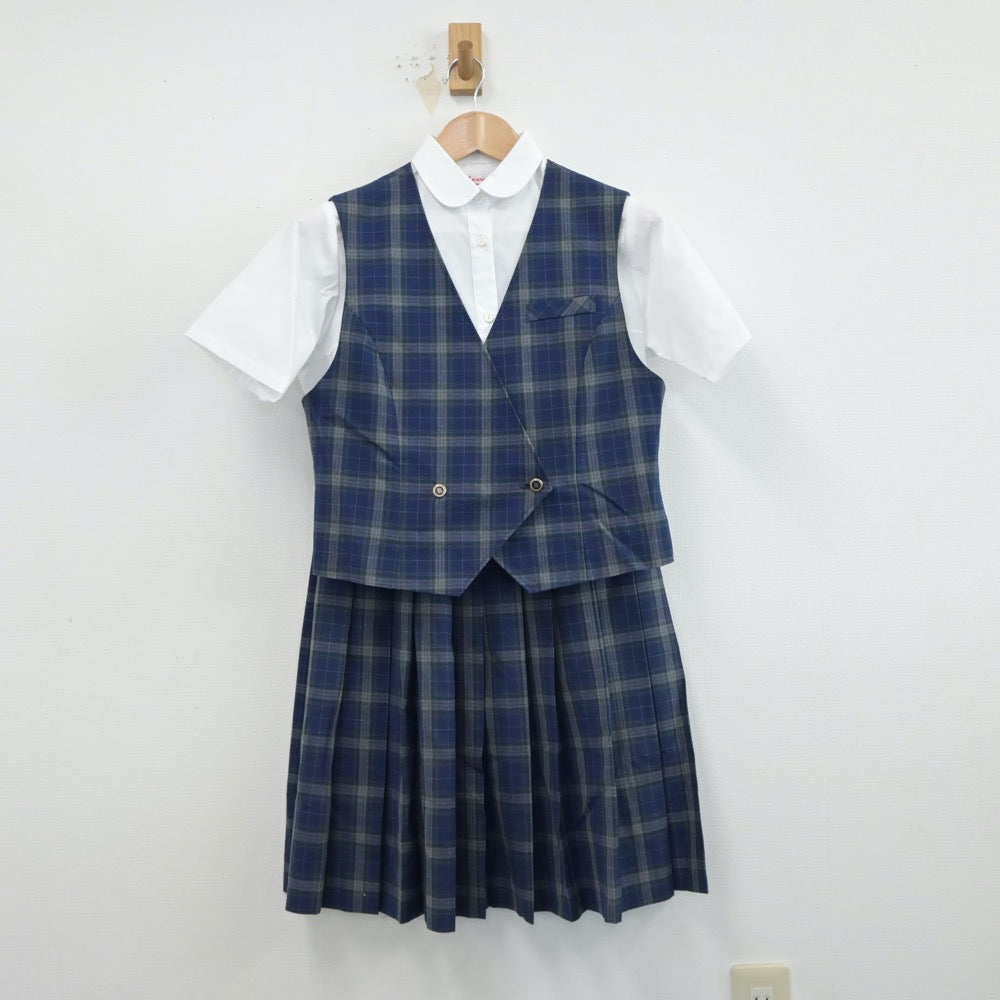 【中古】長野県 長野市立広徳中学校 女子制服 3点（シャツ・ベスト・スカート）sf014936