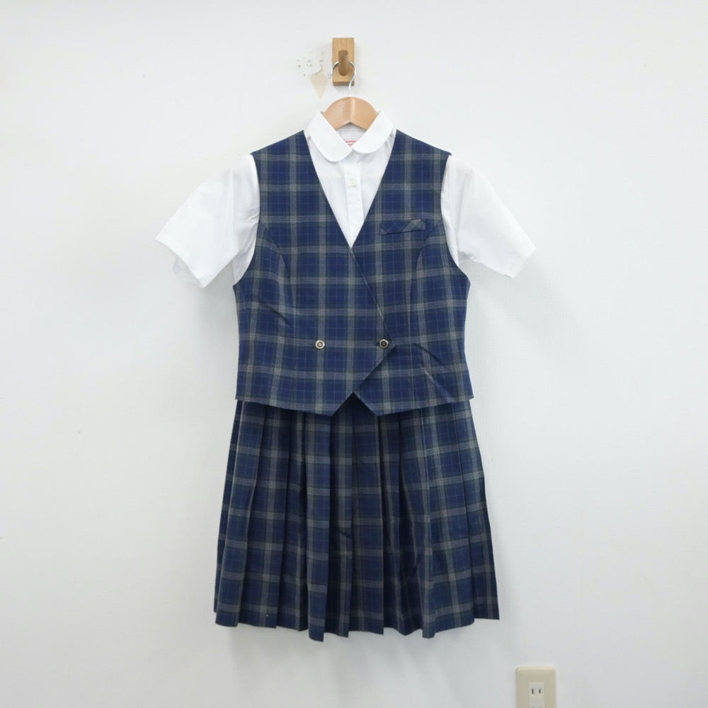 【中古】長野県 長野市立広徳中学校 女子制服 3点（シャツ・ベスト・スカート）sf014937