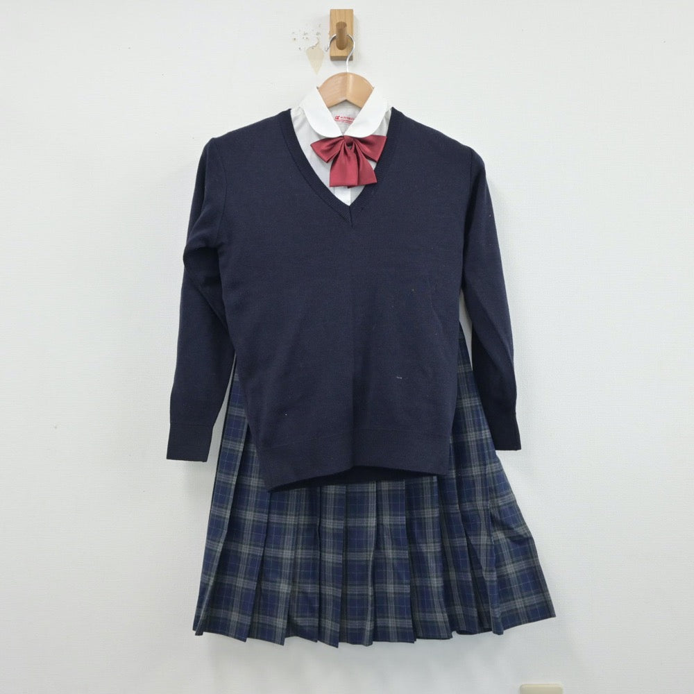 【中古】長野県 長野市立広徳中学校 女子制服 5点（ブレザー・シャツ・ニット・スカート）sf014949