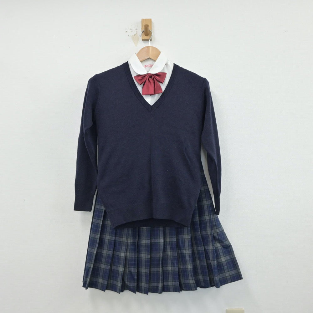 【中古】長野県 長野市立広徳中学校 女子制服 5点（ブレザー・シャツ・ニット・スカート）sf014950