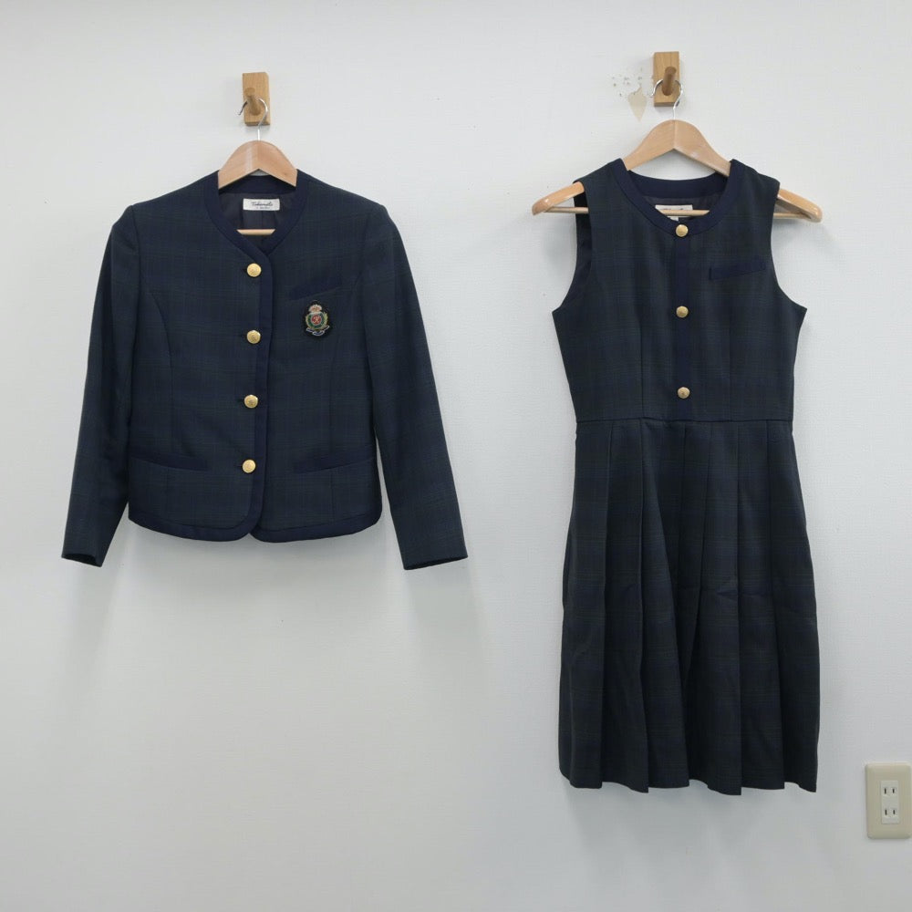 【中古】熊本県 熊本国府高等学校 女子制服 2点（ブレザー・ジャンパースカート）sf014965