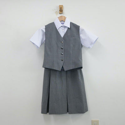 【中古】神奈川県 横浜市立日吉台西中学校 女子制服 3点（シャツ・ベスト・スカート）sf014968