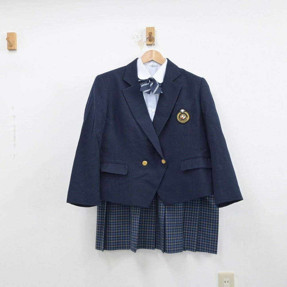 【中古】長崎県 九州文化学園高等学校 女子制服 5点（ブレザー・シャツ・ニット・スカート）sf014972