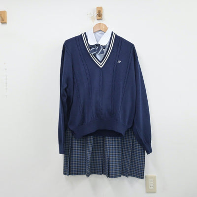 【中古】長崎県 九州文化学園高等学校 女子制服 5点（ブレザー・シャツ・ニット・スカート）sf014972