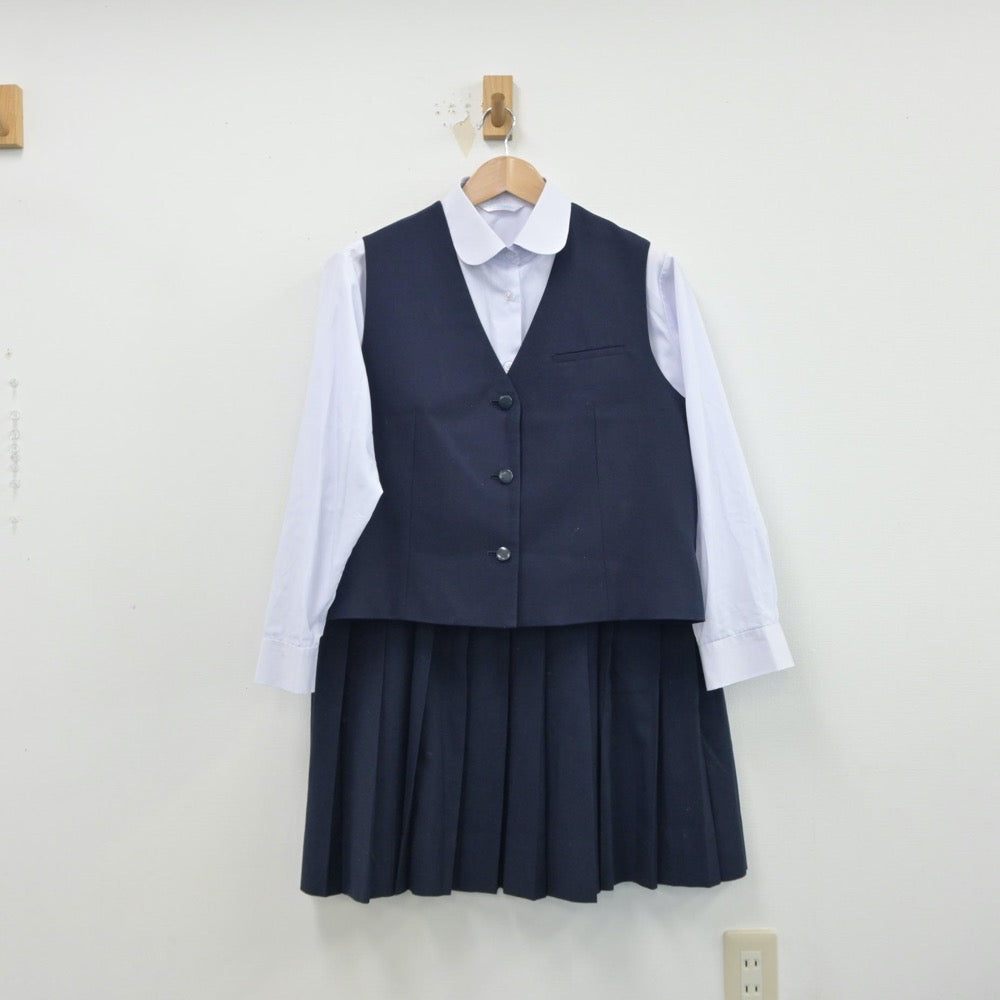 【中古】兵庫県 神戸市立王塚台中学校 女子制服 3点（ブレザー・シャツ・スカート）sf014973