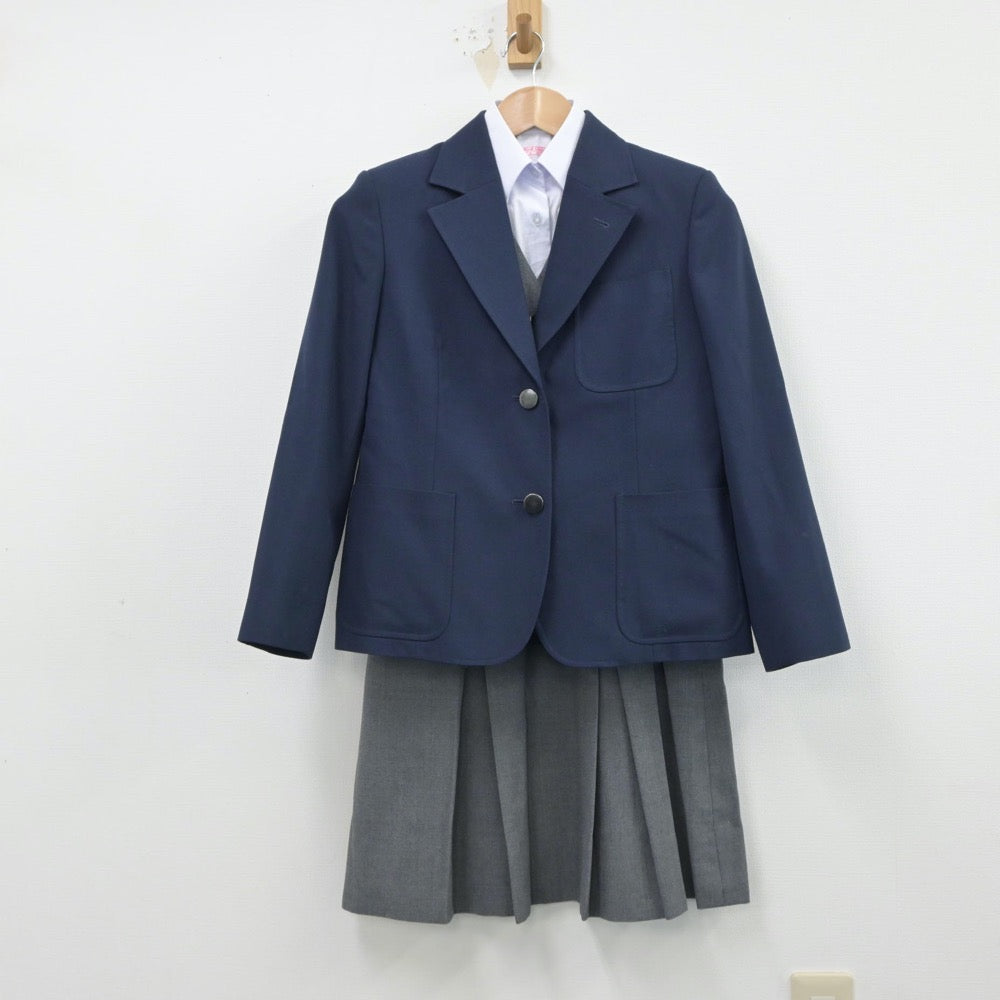 【中古】神奈川県 横浜市立日吉台西中学校 女子制服 4点（ブレザー・シャツ・ベスト・スカート）sf014977