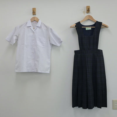 【中古】福岡県 和白中学校 女子制服 2点（シャツ・ジャンパースカート）sf014983