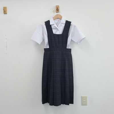 【中古】福岡県 和白中学校 女子制服 2点（シャツ・ジャンパースカート）sf014984