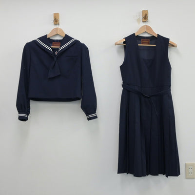 【中古】東京都 亀戸中学校 女子制服 3点（セーラー服・ジャンパースカート）sf014990