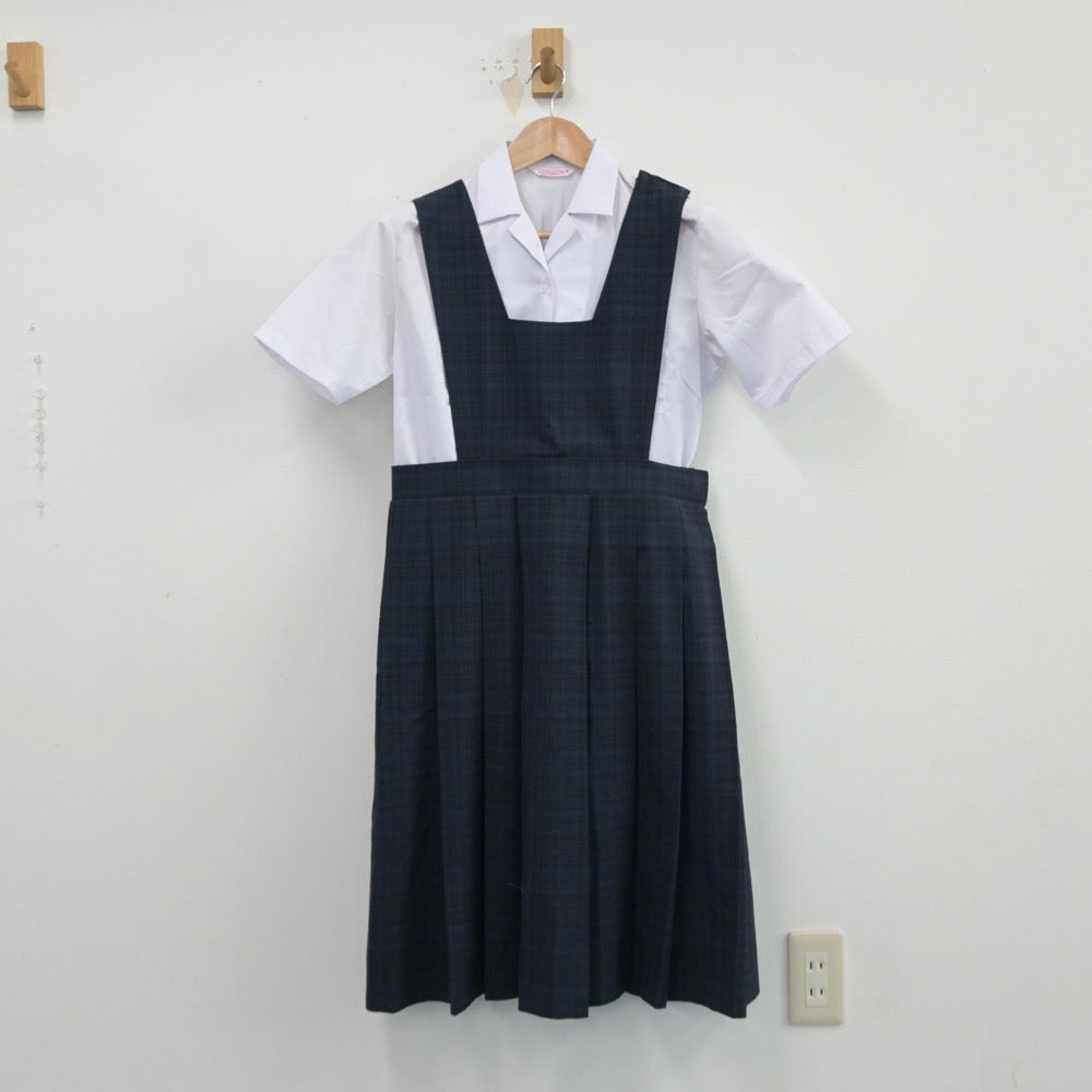 【中古】福岡県 和白中学校 女子制服 2点（シャツ・ジャンパースカート）sf014992