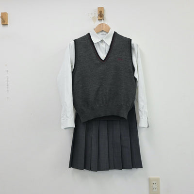 【中古】徳島県 城南高等学校 女子制服 3点（シャツ・ニットベスト・スカート）sf014999