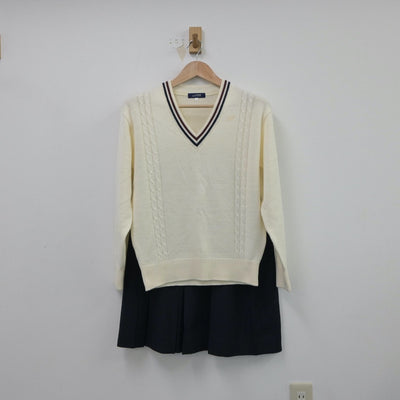 【中古】埼玉県 大宮商業高等学校 女子制服 2点（ニット・スカート）sf015008