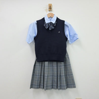 【中古】東京都 目黒学院高等学校 女子制服 5点（シャツ・ニットベスト・スカート）sf015009