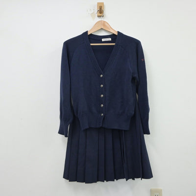 【中古】大阪府 金蘭会高等学校 女子制服 3点（セーラー服・ニット・スカート）sf015038