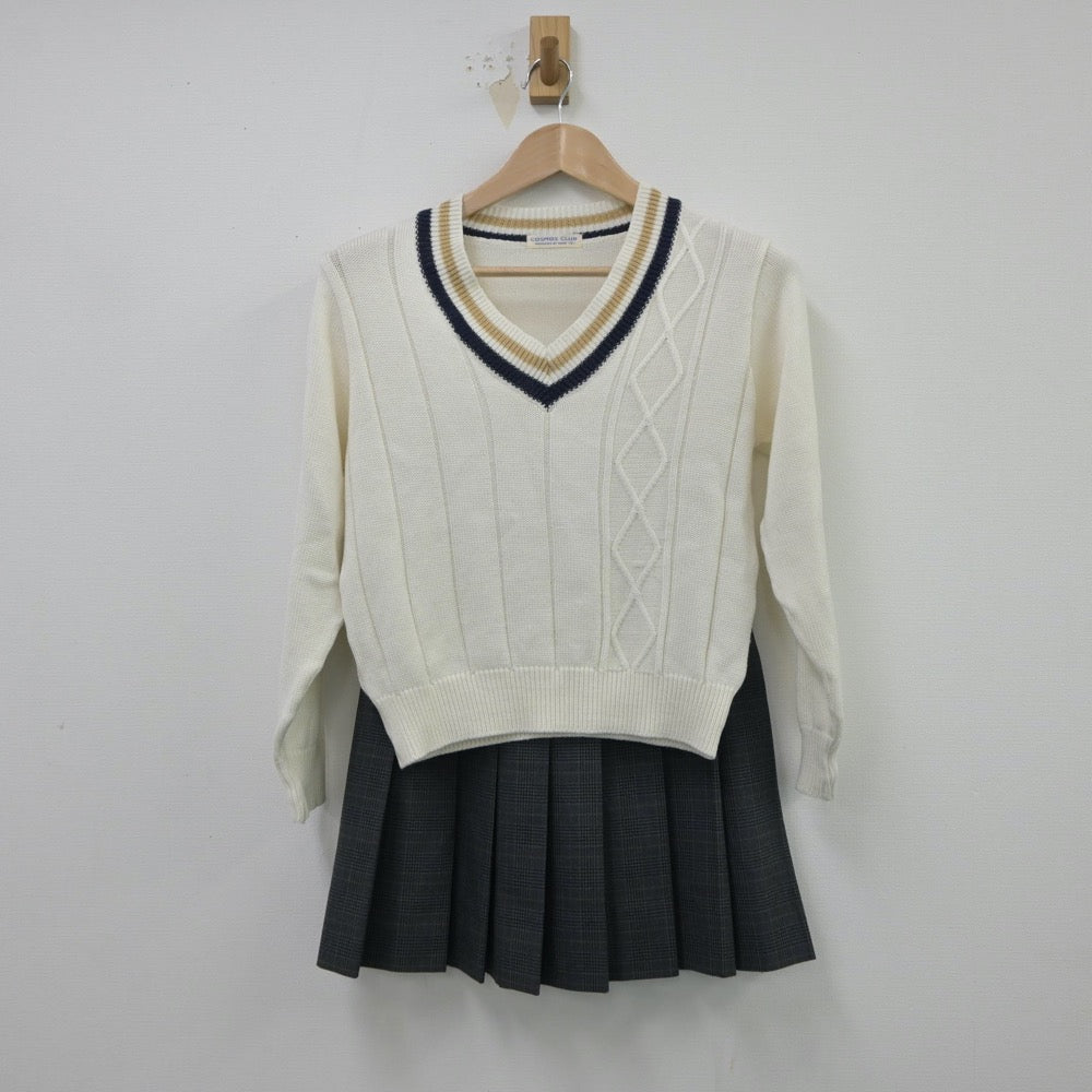 【中古】滋賀県 青山中学校 女子制服 3点（ブレザー・ニット・スカート）sf015047