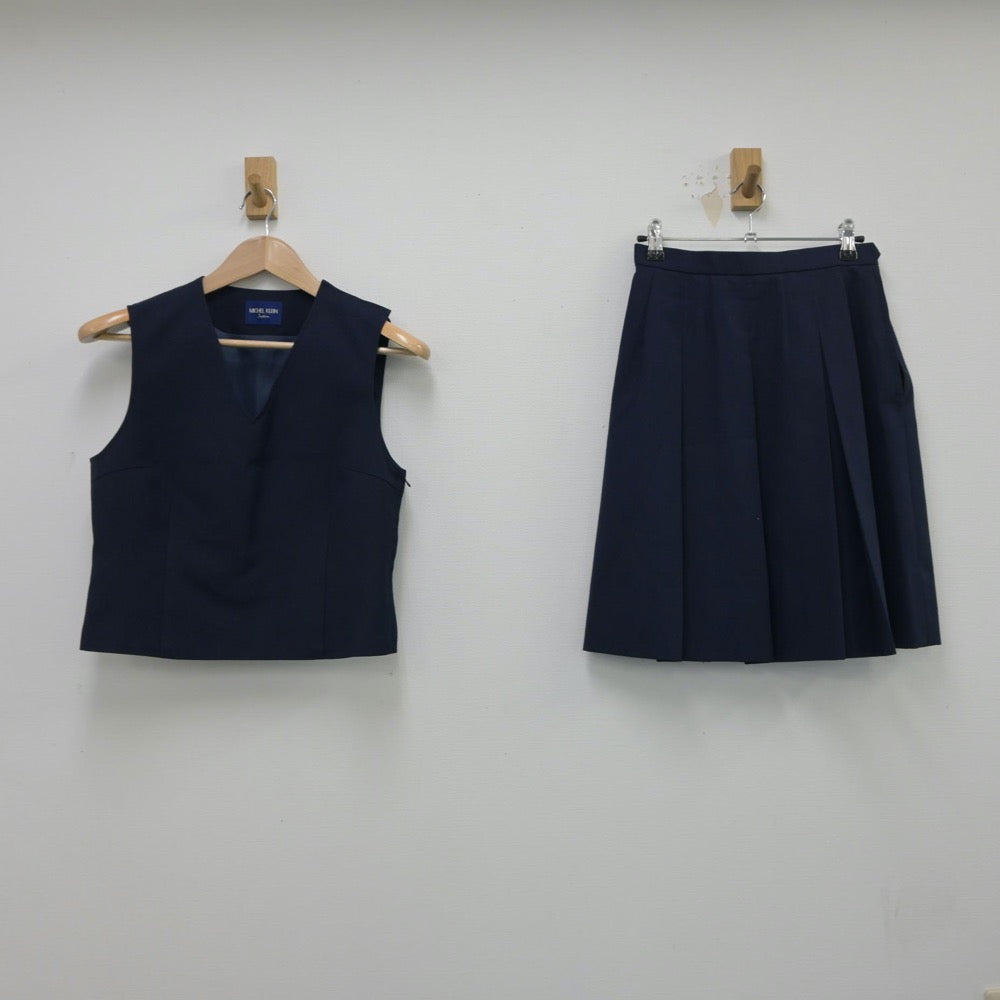 【中古】神奈川県 汲沢中学校 女子制服 2点（ベスト・スカート）sf015049