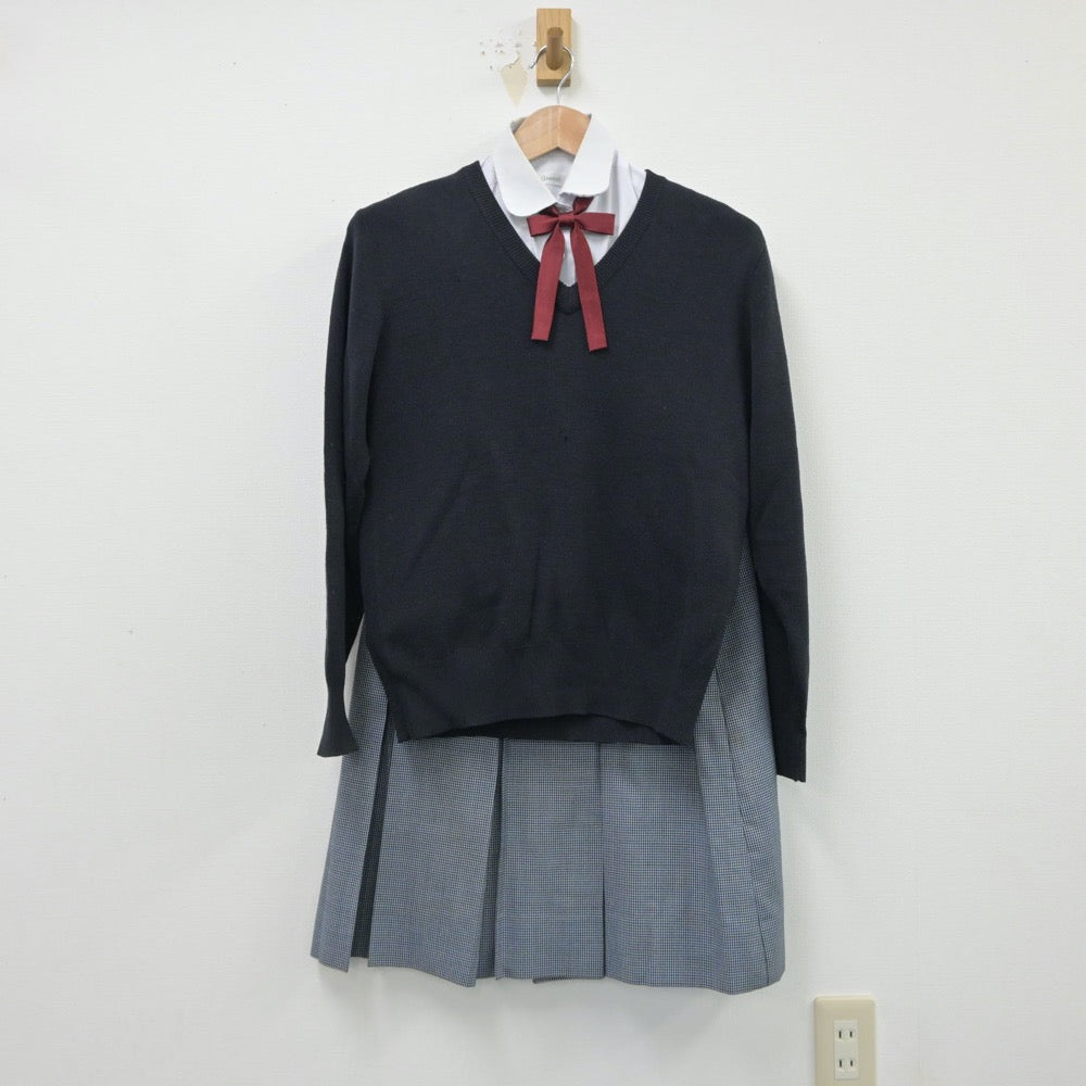 【中古】千葉県 千葉市立山王中学校 女子制服 4点（シャツ・ニット・スカート）sf015060