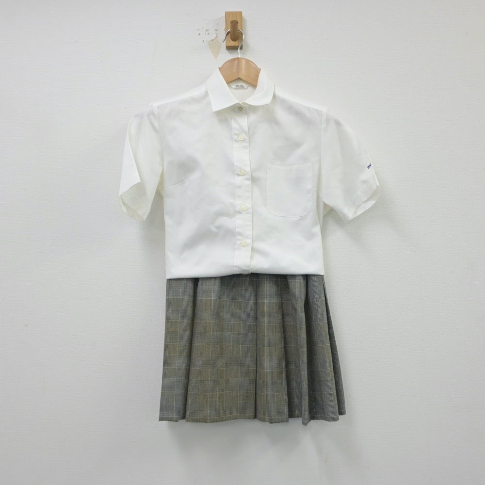 【中古】東京都 東京電機大学中学校 女子制服 3点（シャツ・ニットベスト・スカート）sf015067