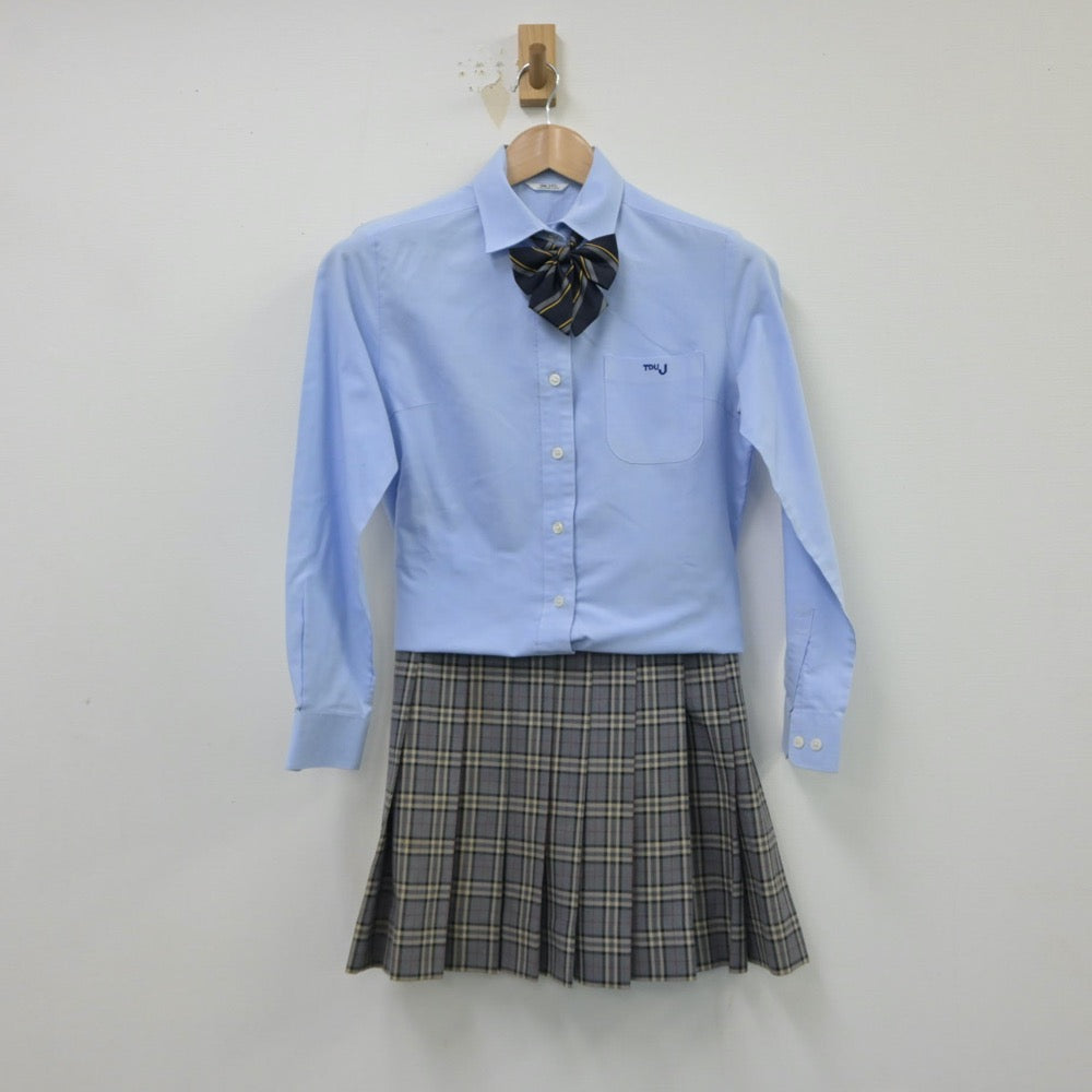 【中古】東京都 東京電機大学高等学校 女子制服 5点（シャツ・ニット・スカート）sf015069