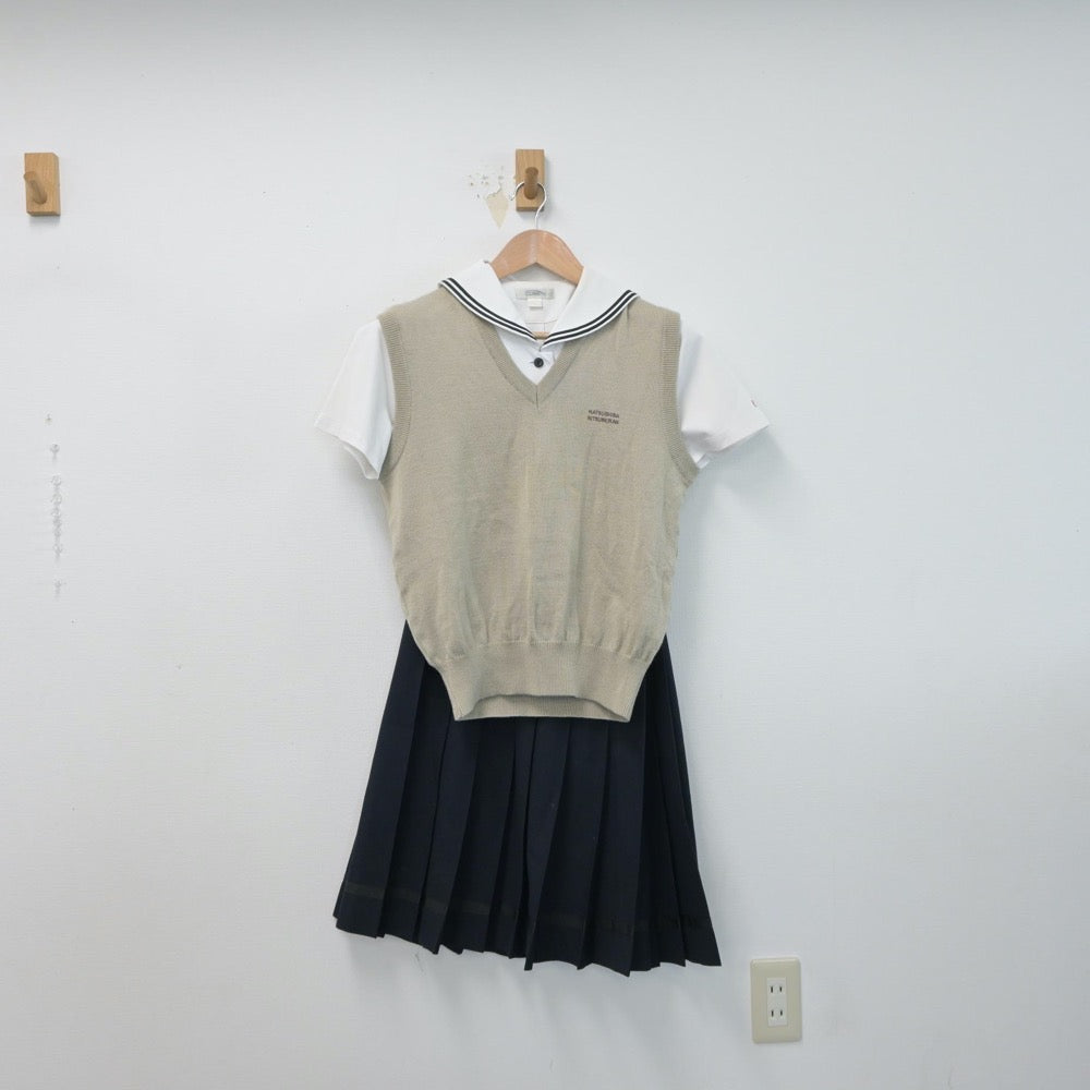 【中古】大阪府 初芝立命館高等学校 女子制服 4点（シャツ・ニットベスト・スカート）sf015126