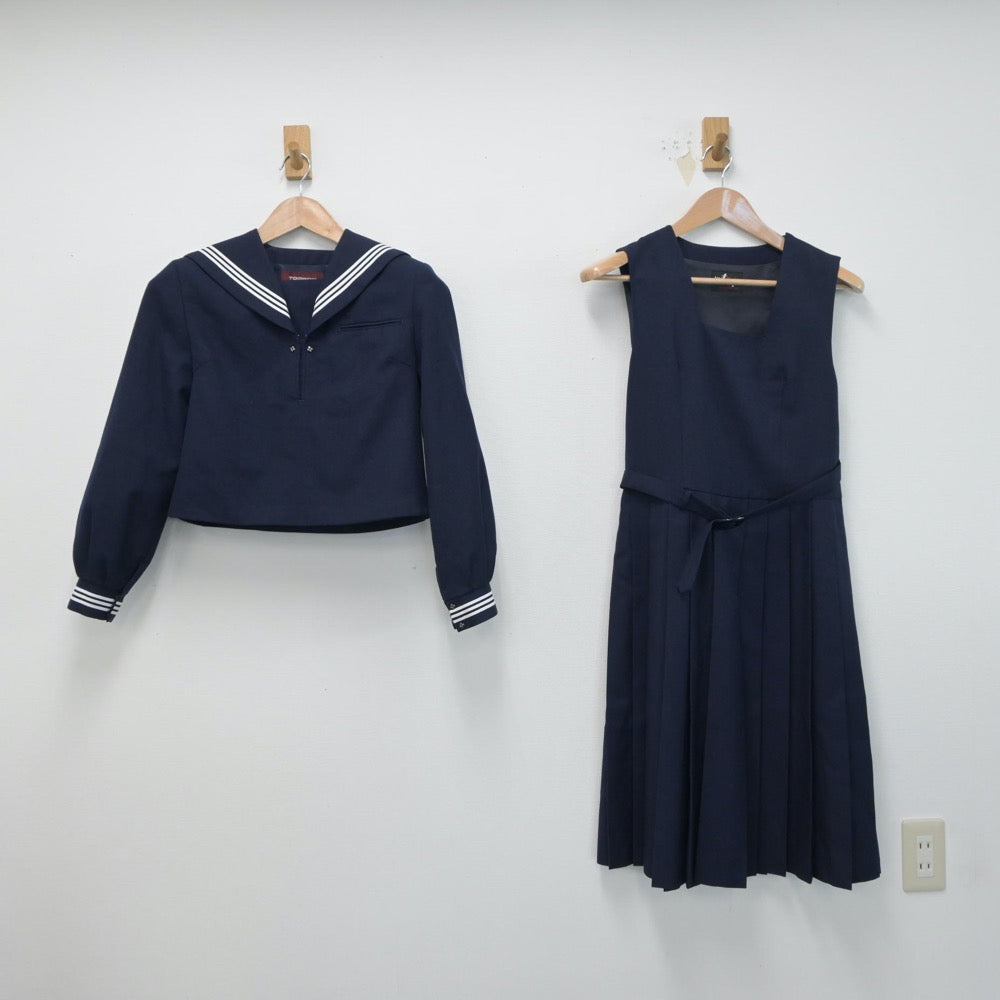 【中古】東京都 茗台中学校 女子制服 2点（セーラー服・ジャンパースカート）sf015132