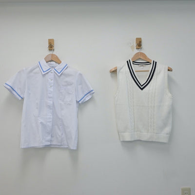 【中古】熊本県 江南中学校 女子制服 4点（シャツ・ニットベスト・スカート）sf015140