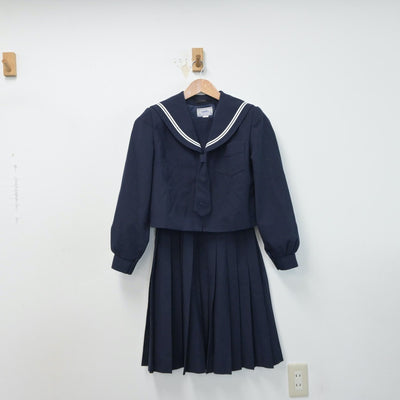 【中古】北海道 上富良野中学校 女子制服 5点（セーラー服・スカート）sf015143