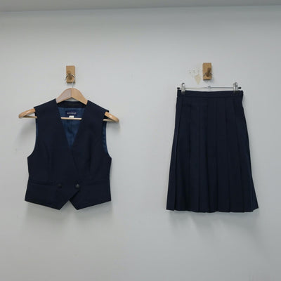 【中古】茨城県 土浦第二高等学校 女子制服 2点（ベスト・スカート）sf015145