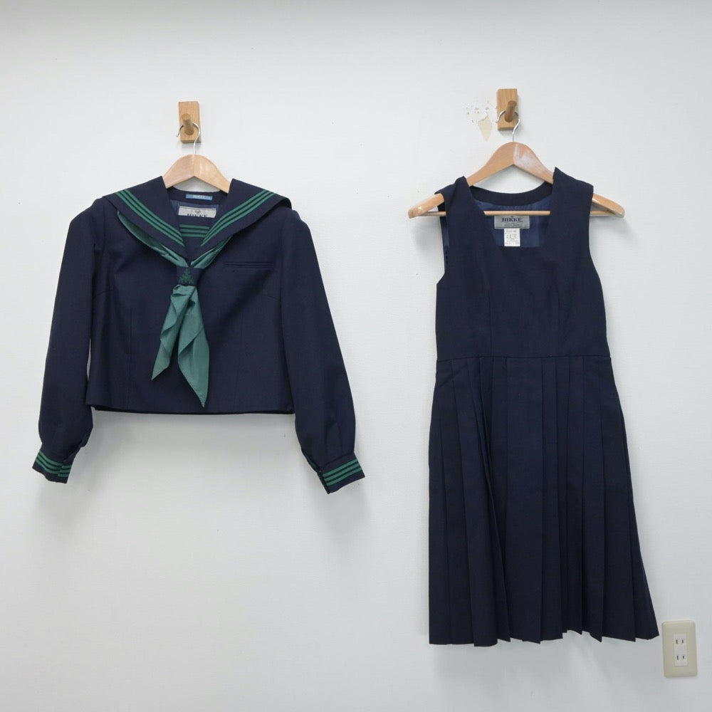 【中古】茨城県 小川南中学校 女子制服 3点（セーラー服・ジャンパースカート）sf015147